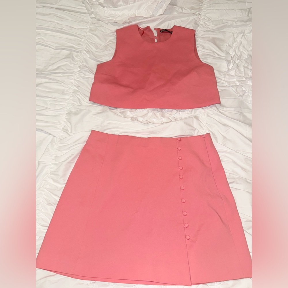 Zara Coral Skirt Set